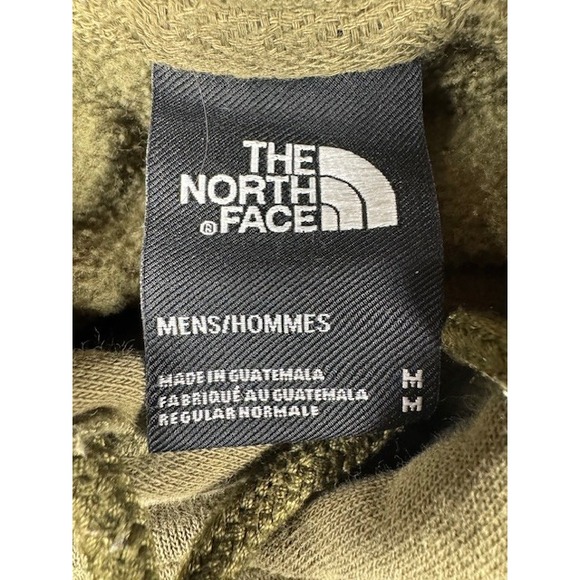 The North Face Mens Bear Graphic Hoodie Olive Green Sleeve Logo Sweatshirt M - Picture 3 of 5